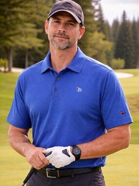 Tiger Woods Disney Golf Shirt Men's Blue Short Sleeve Nike Fit Dry Collection Lg